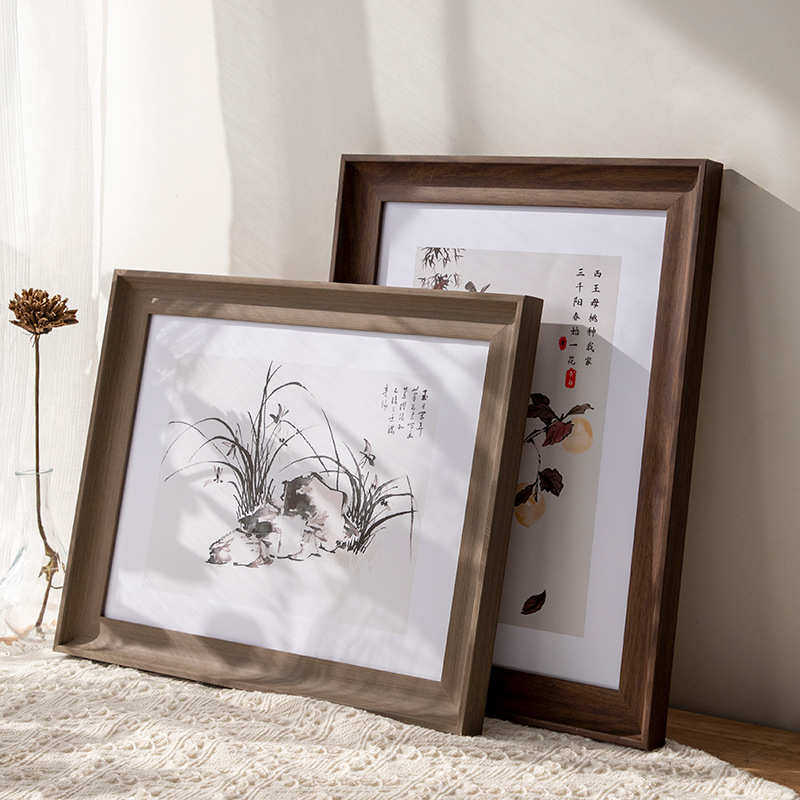 北欧简约现代大画框美式挂墙相框任意尺寸4开8k素描16寸画框装裱