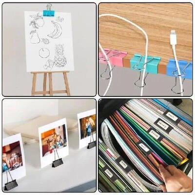 12 Pcs/Set Foldback Clips Binder Clips Writing Paper Clips