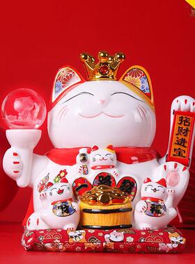 招财猫摇手摆件大动电收银台店自铺客厅81898开业礼品陶瓷摆件动