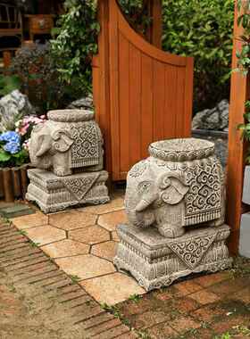 GZ6M庭院户外大象门墩摆F77J7997件台仿石墩花花底座园布置露台装