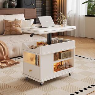 移动客厅小户型多功能折叠沙发实木边柜升降茶几小推车家用茶桌
