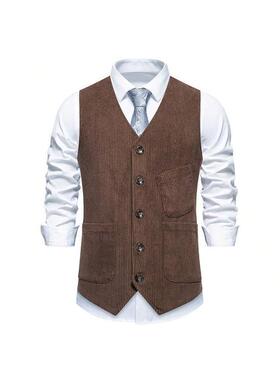 S 77633 Men's Corduroy Vest with Pockets 灯芯绒马甲