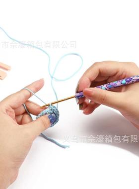 新款动物印花图案软陶钩针DIY毛线编织工具氧化铝12支美规CH121