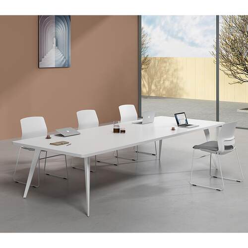 会议桌简约现代小型白色洽谈办公桌椅组合会议室培训条形桌工作台