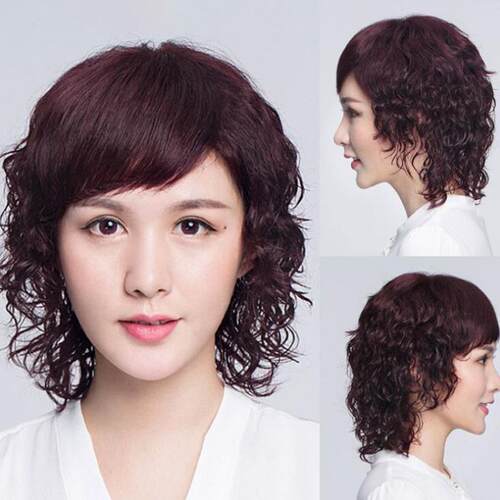 高档假发女中长款卷蓬松气质老年假发中女短发送妈妈真发全发头套