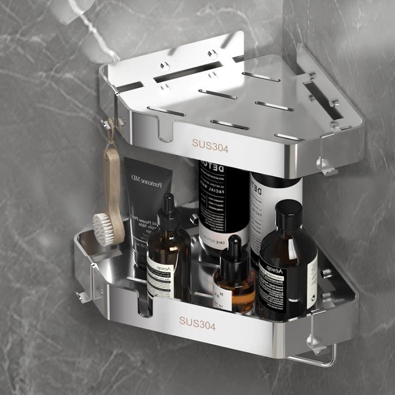 直角三角架免打孔浴室墙角淋浴房不锈钢转角拐角置物架卫生间收纳