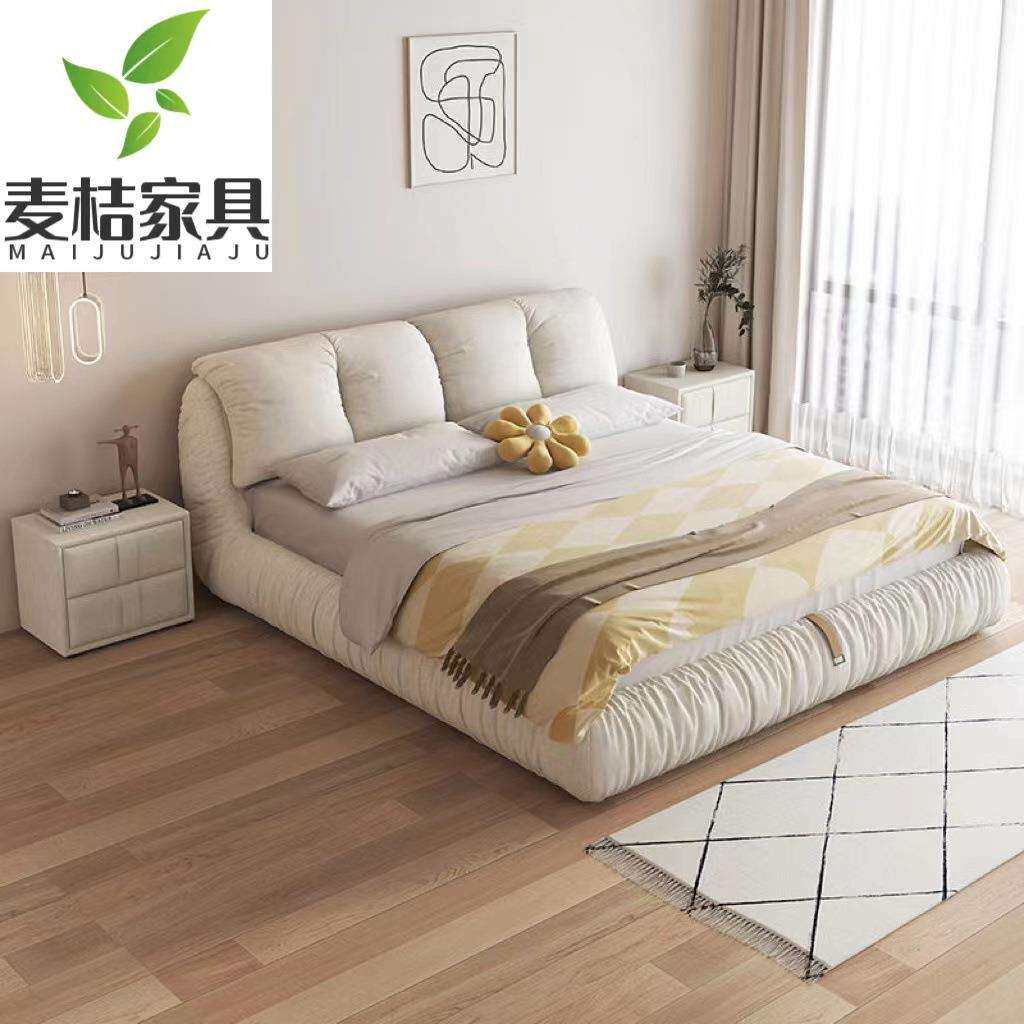 软体床现代简约科技布床奶油风1.8米1.5m婚床主卧轻奢床网红软