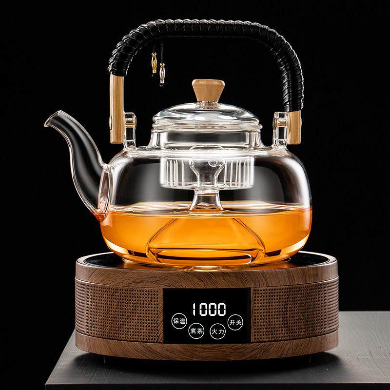 蒸煮茶壶黑晶炉加热玻璃烧水壶家用茶具全自动小型新款煮茶器套装