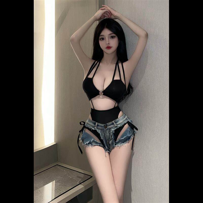 女士小坑条面料纯色游泳衣两件式性感睡衣夜店比基尼温泉装