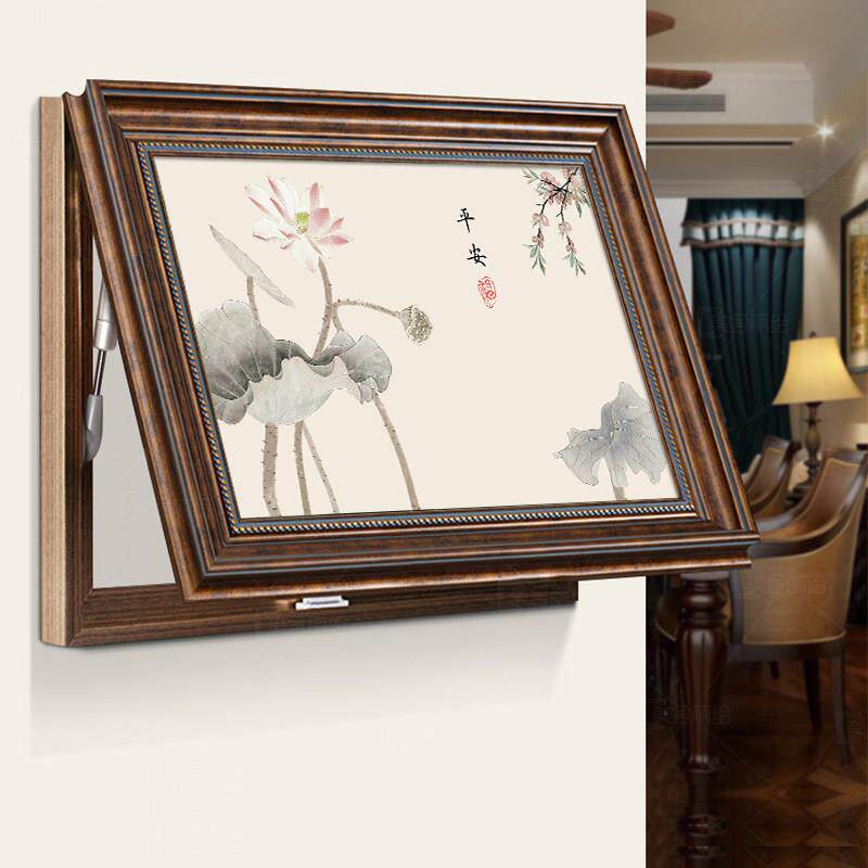 新中式餐厅电表箱装饰画小尺寸组合家用遮挡箱荷花壁画配电箱挂画