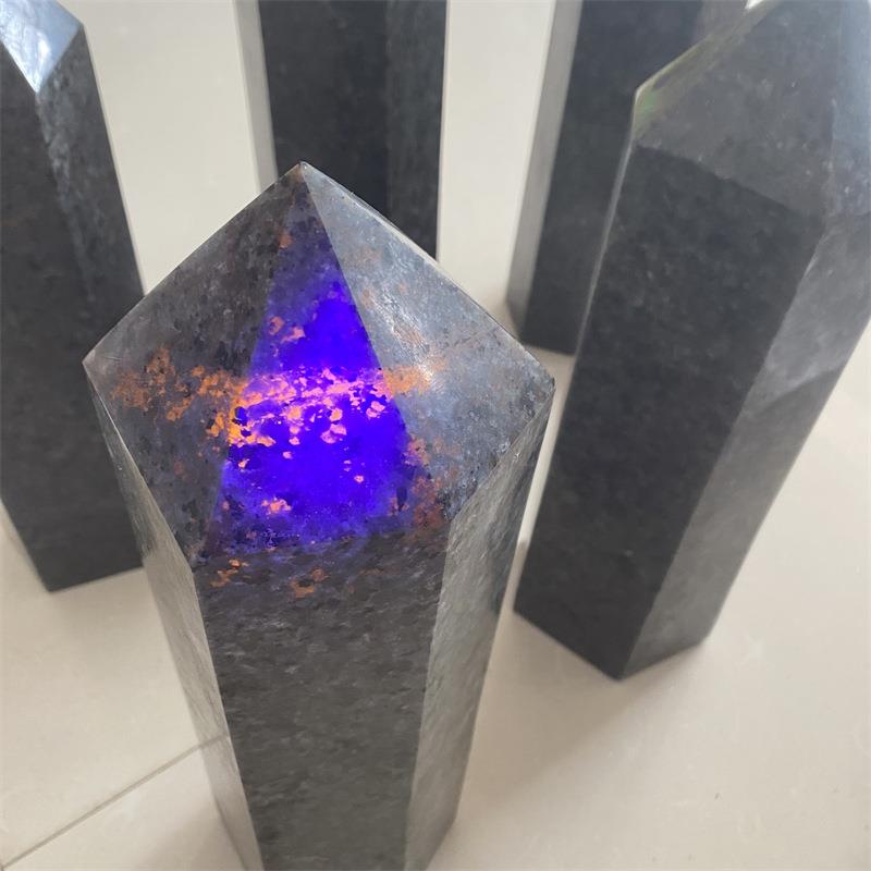 天然火焰石单尖六棱柱火灵石原石打磨大水晶柱工艺品家居装饰摆件
