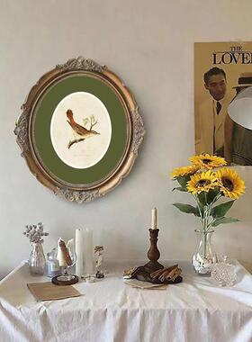 B332欧复古金椭圆雕花树脂框文艺人物创卧式室客厅意古典艺色术画