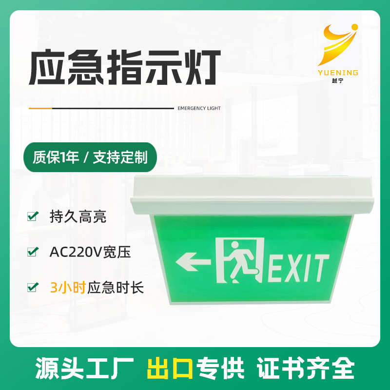 吊式应急指示灯外贸安全出口标志灯消防应急双头灯