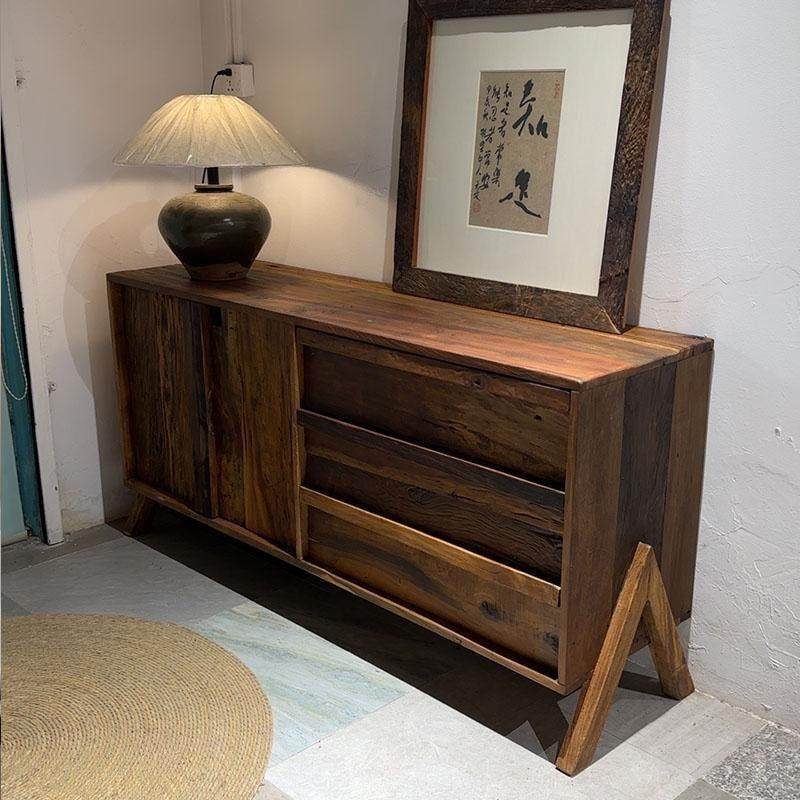 侘寂风老木实木玄关柜客厅靠墙餐边柜民宿复古日式收纳储物柜矮柜,住宅家具,餐边柜,淘宝优惠券,粉丝福利购,淘宝优惠卷
