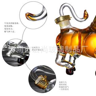 抬头牛造型醒酒器摆件密封玻璃牛泡酒二瓶十泡生肖形工艺玻璃ETY