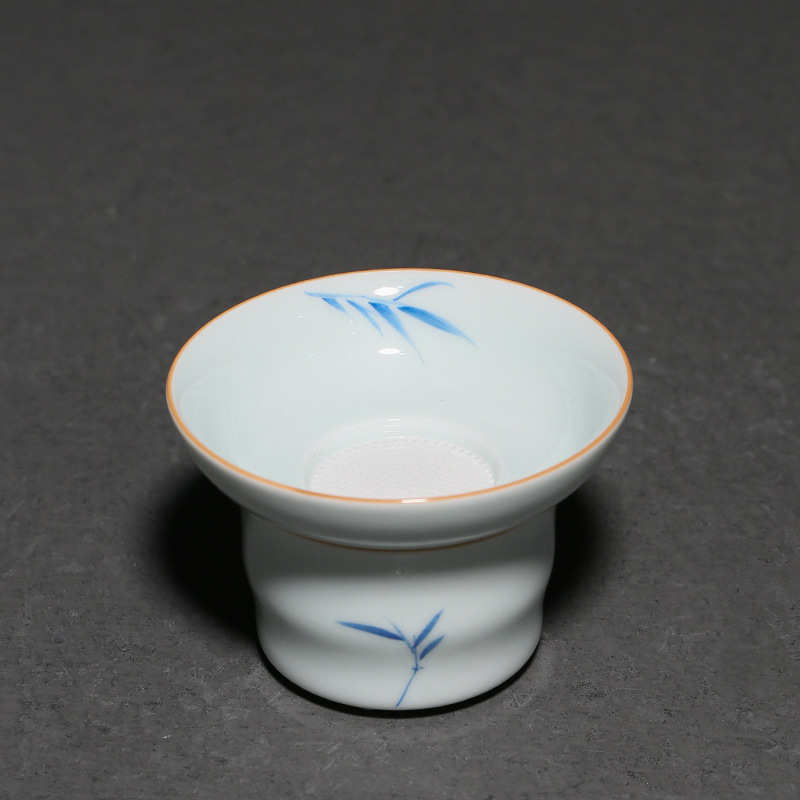 手绘影青瓷陶瓷过滤茶漏 陶瓷茶滤过滤器功夫茶具配件