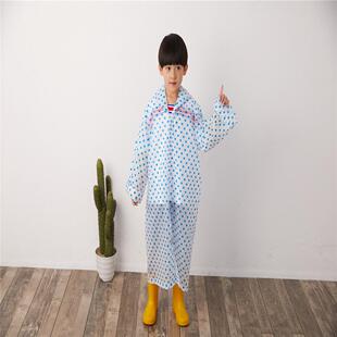 一次性雨衣儿童透明加厚长款波点可背书包便携上学旅游小学生雨披