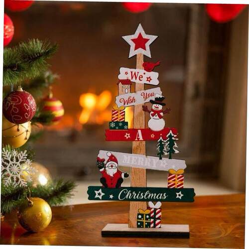 Desktop Christmas Tree Santa Claus DIY Decoration Wooden Chr
