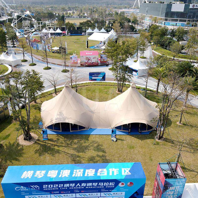 新品连体印第安帐篷湿地露营酒店规划建造尖顶VIP休息室活动篷房