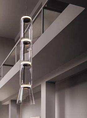 意大利Noctambule复式楼楼梯吊灯法式餐厅吧台灯别墅玻璃竹节吊灯