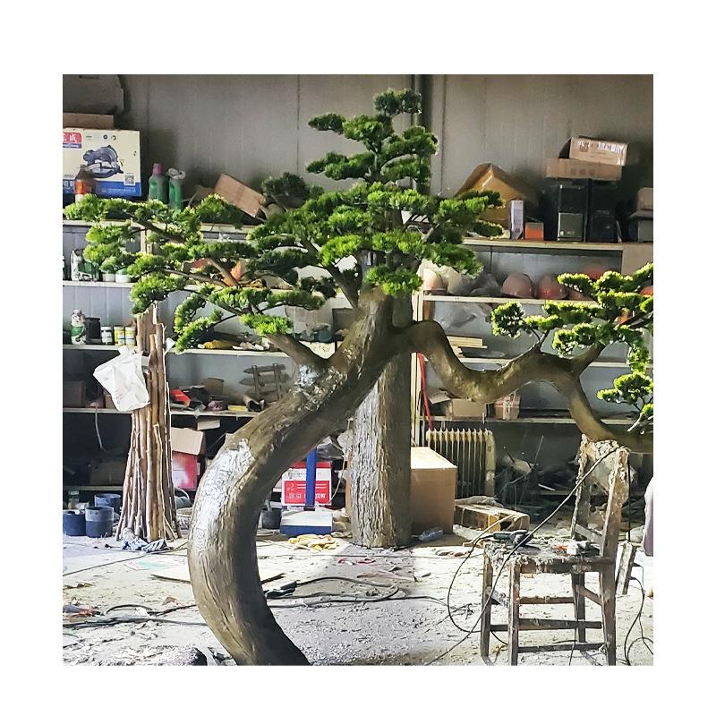 松树仿真新中式摆件迎客松罗汉松假树客厅玄关室内装饰造景松景