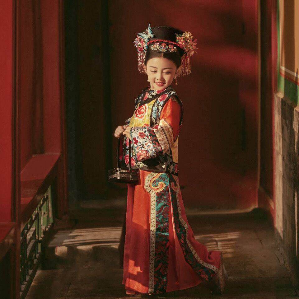 旗装女宝宝古装甄嬛改良满族服饰故宫拍照端庄优雅马甲马甲长袍裙