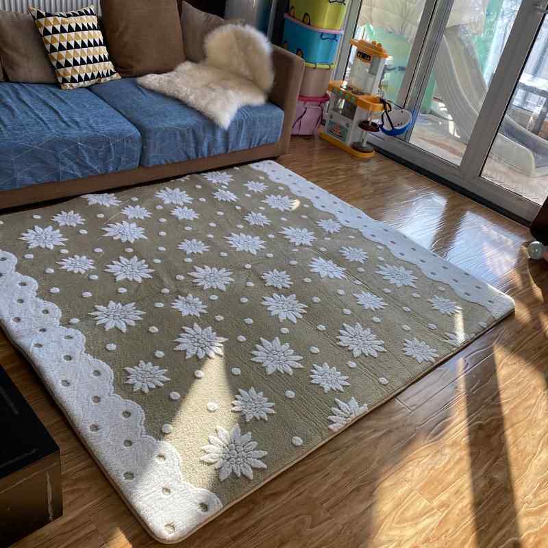 高档孤品手剪花工法绒地毯满铺兰卧室客厅地垫宝宝爬爬垫瑜伽2米