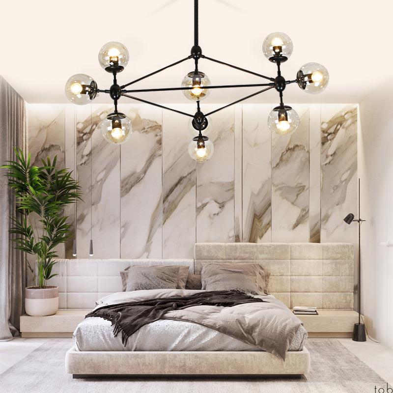 北欧风格后现代简约客厅吊灯家用餐厅卧室灯大气服装店分子魔豆灯
