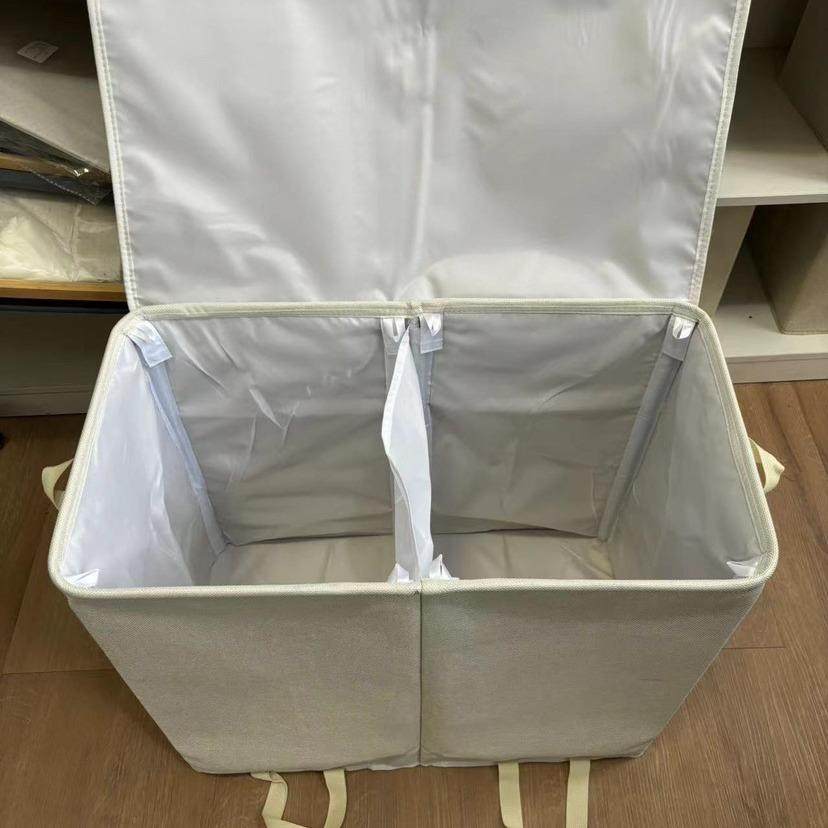 收新款双层分隔洗衣篮衣带盖可拆洗衣纳袋脏卸篮YF0513-0收纳包