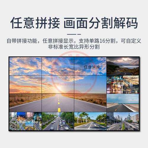 高清1进4出HDMI网络数字解码矩阵四路拼接屏监控视频解码器主机2K