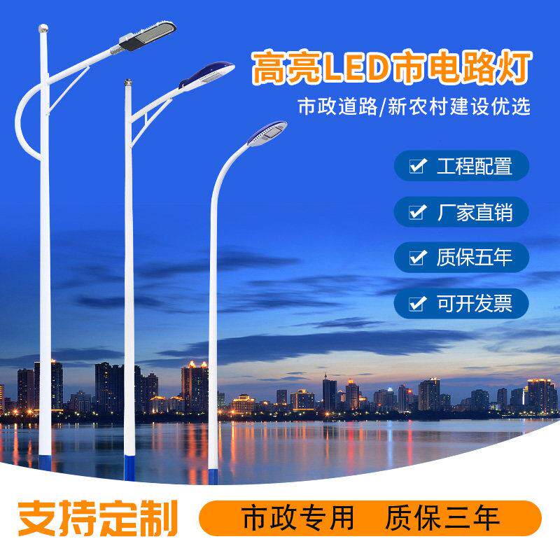 Led路灯杆户外新农村4/5/6/8/10/12米社区广场市电道路高杆灯高亮