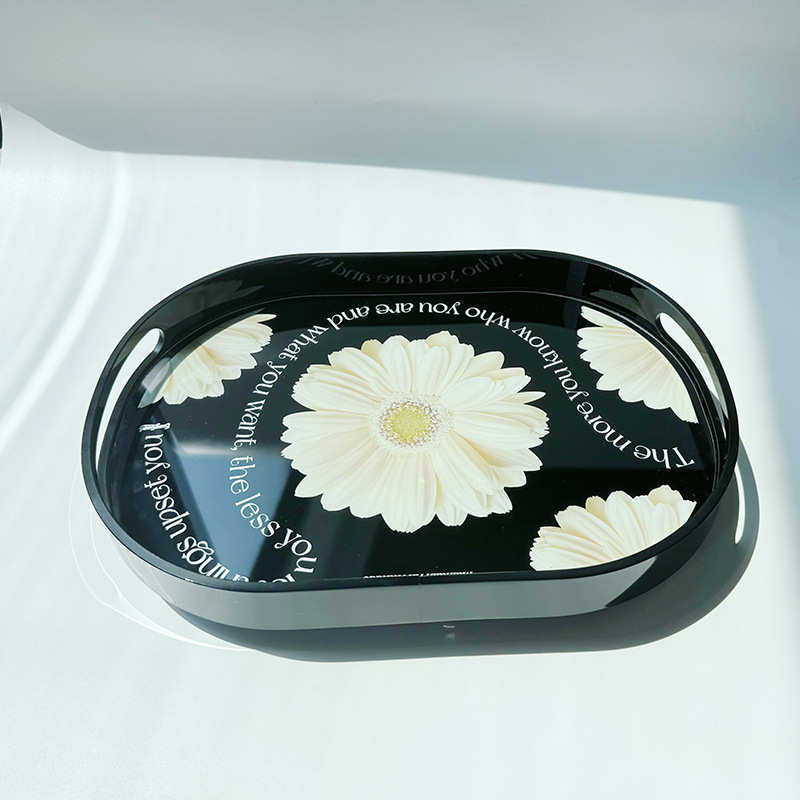 亚克力北欧椭圆形收纳托盘 简约彩妆置物架 客厅极简清新装饰盒,收纳整理,主机箱托架,淘宝优惠券,粉丝福利购,淘宝优惠卷