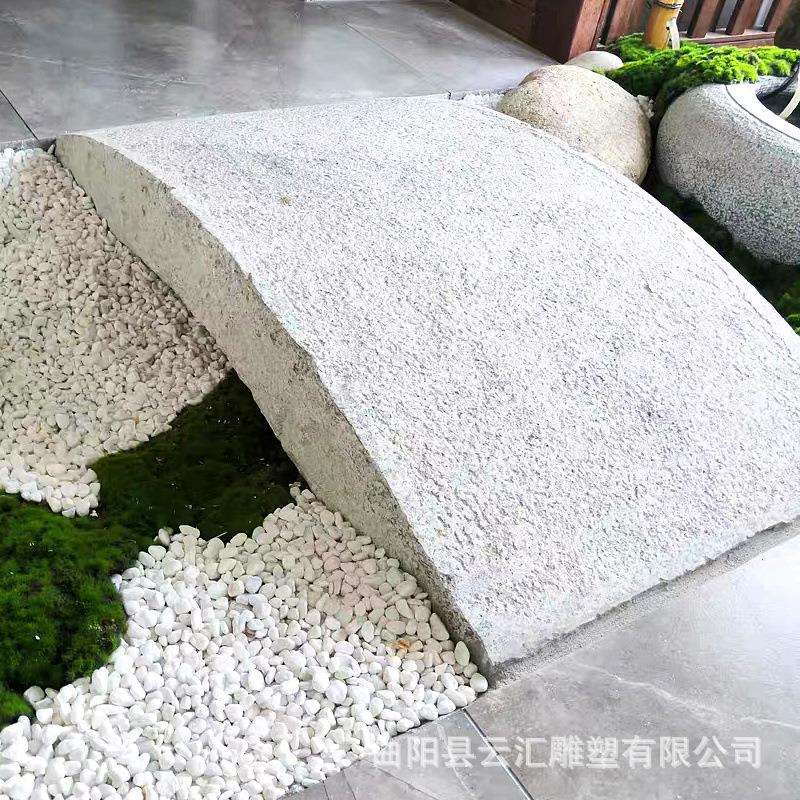 石雕汉白玉晚霞红小桥流水大理石庭院装饰石拱桥栏板户外园林摆件