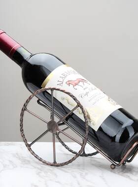 古铜色小炮台红酒瓶架摆件酒柜展示架装饰欧式铁艺酒架家居玄关用