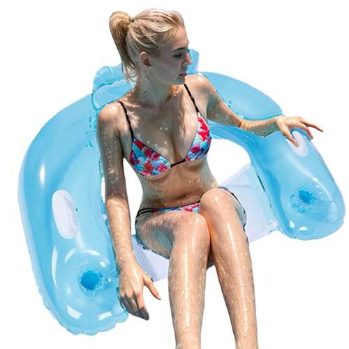 Inflatable Pool Float with Cup Holders and Handles Floating