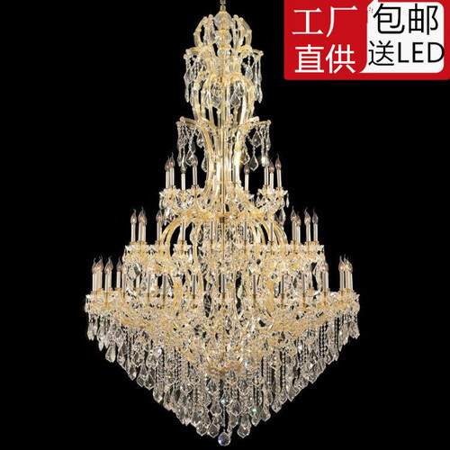 复式楼水晶大吊灯别墅酒店工程大厅灯大气欧式客厅吊灯楼梯间吊灯