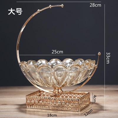 高档创轻奢欧水晶玻璃水果盘美式客厅茶几零北食收纳糖果意盘装饰