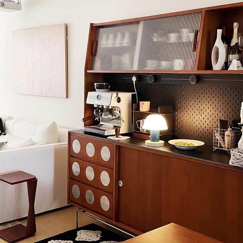 法式复古实木餐边柜一体洞洞板储物柜咖啡边柜简约玄关柜实木斗柜,住宅家具,餐边柜,淘宝优惠券,粉丝福利购,淘宝优惠卷