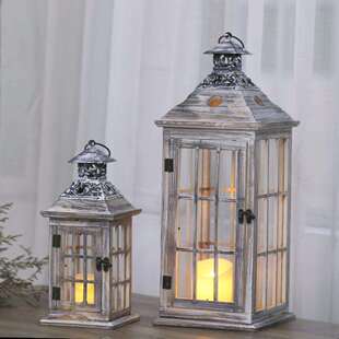 欧式复古烛台木质风灯蜡烛灯家用婚庆礼拍摄摆件道具阳台花园装饰