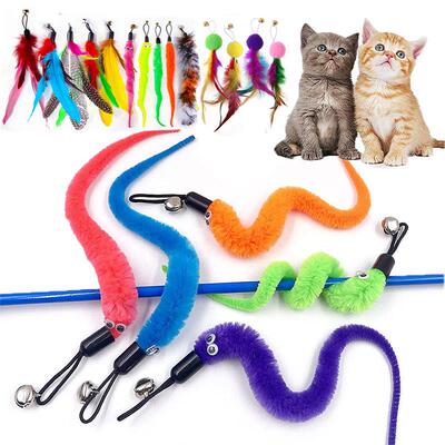 Cat Feather Toy Accessories False Mouse Worm Toy with Bell K