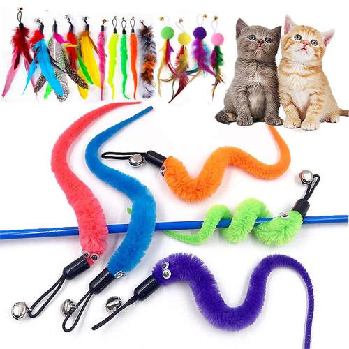 Cat Feather Toy Accessories False Mouse Worm Toy with Bell K
