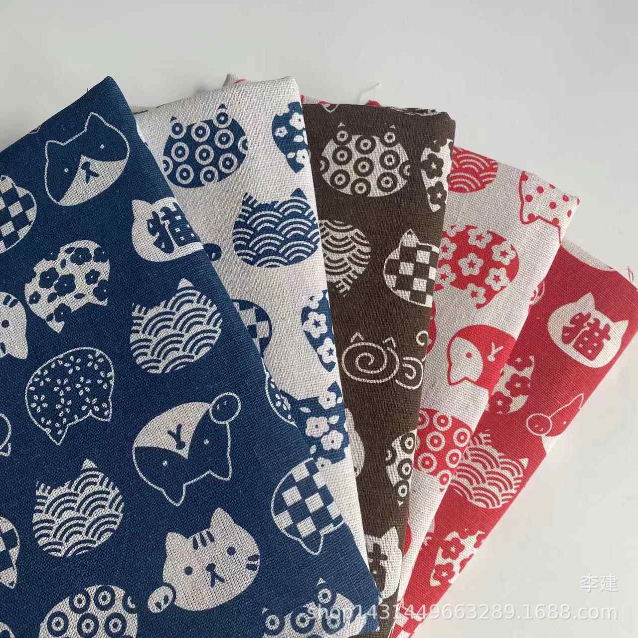 亚麻面料 麻布印花 棉麻布 猫窝 狗窝 桌布 坐垫 束口袋宠物用品