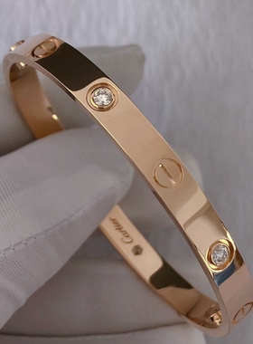 公价9.15万】99新卡地亚经典款玫瑰金四钻手镯正品二手6.1mm