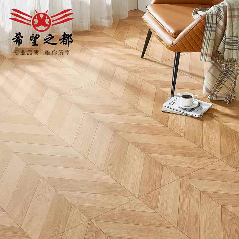 法式柔光天绒鱼骨纹木纹瓷鹅砖7INI0x5010mm卧室客厅仿实木地5板