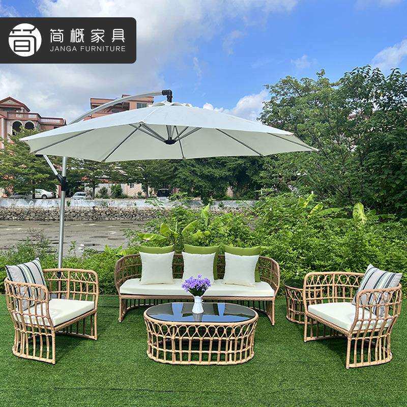 东南亚户外家具庭院民宿别墅度假村藤竹沙发室外防水防晒藤椅茶几