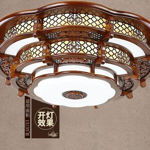 中式吸顶灯圆形实木led别墅大厅办公室古典中国风灯具客厅灯大灯