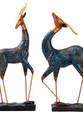 欧式情酒侣鹿摆件电视柜柜玄关酒BKD2948店送会样版间装饰品新房