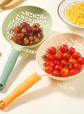 Large silicone slotted spoon with a long nylon handle, all-i