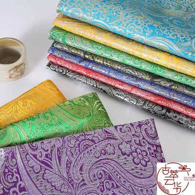 新款直销提花绸缎织锦缎琵琶花金银丝提花布汉服面料民族花边饰品