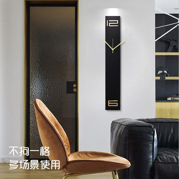 新款长条极转简挂钟表创意家用时钟客厅轻简INA约时尚钟奢装饰角